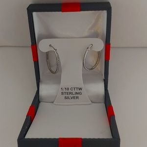 Sterling silver hoop earring with Real Diamonds